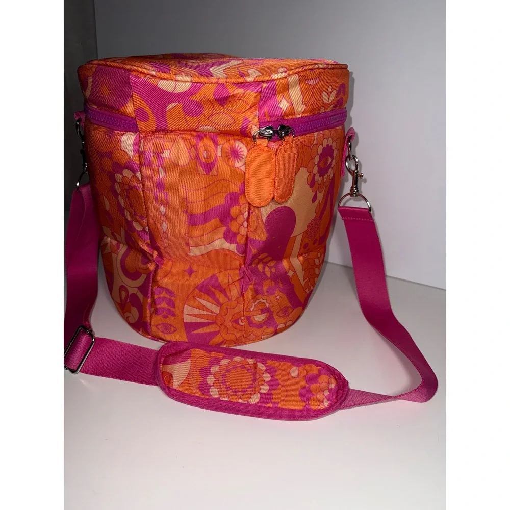 Amika Signature Print Insulated‎ Cooler Bag Pink Orange Floral Thermal Tote NEW